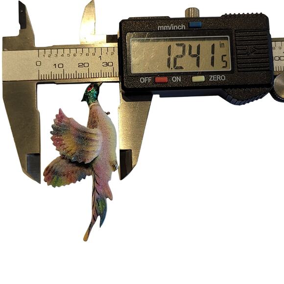 Vintage Colorful Enamel Flying Pheasant Bird Brooch Gold Tone Hunting Pin - Picture 8 of 9
